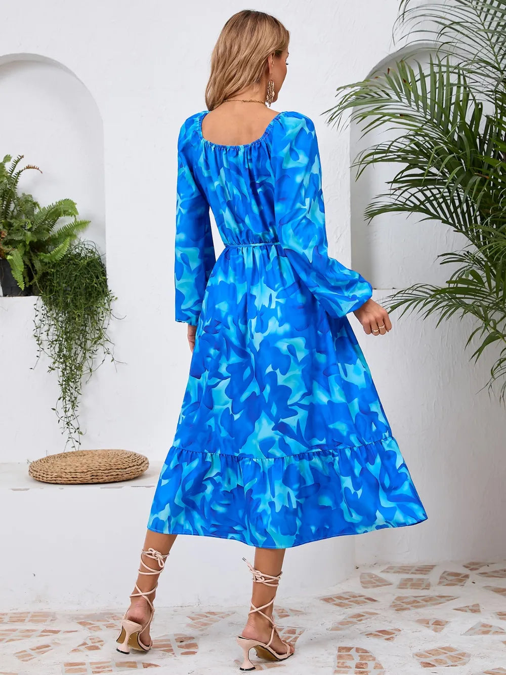 Printed Long-Sleeve Midi Dress - product view 13
