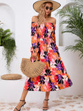 Printed Long-Sleeve Midi Dress - product view 4