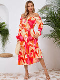 Printed Long-Sleeve Midi Dress - product view 9