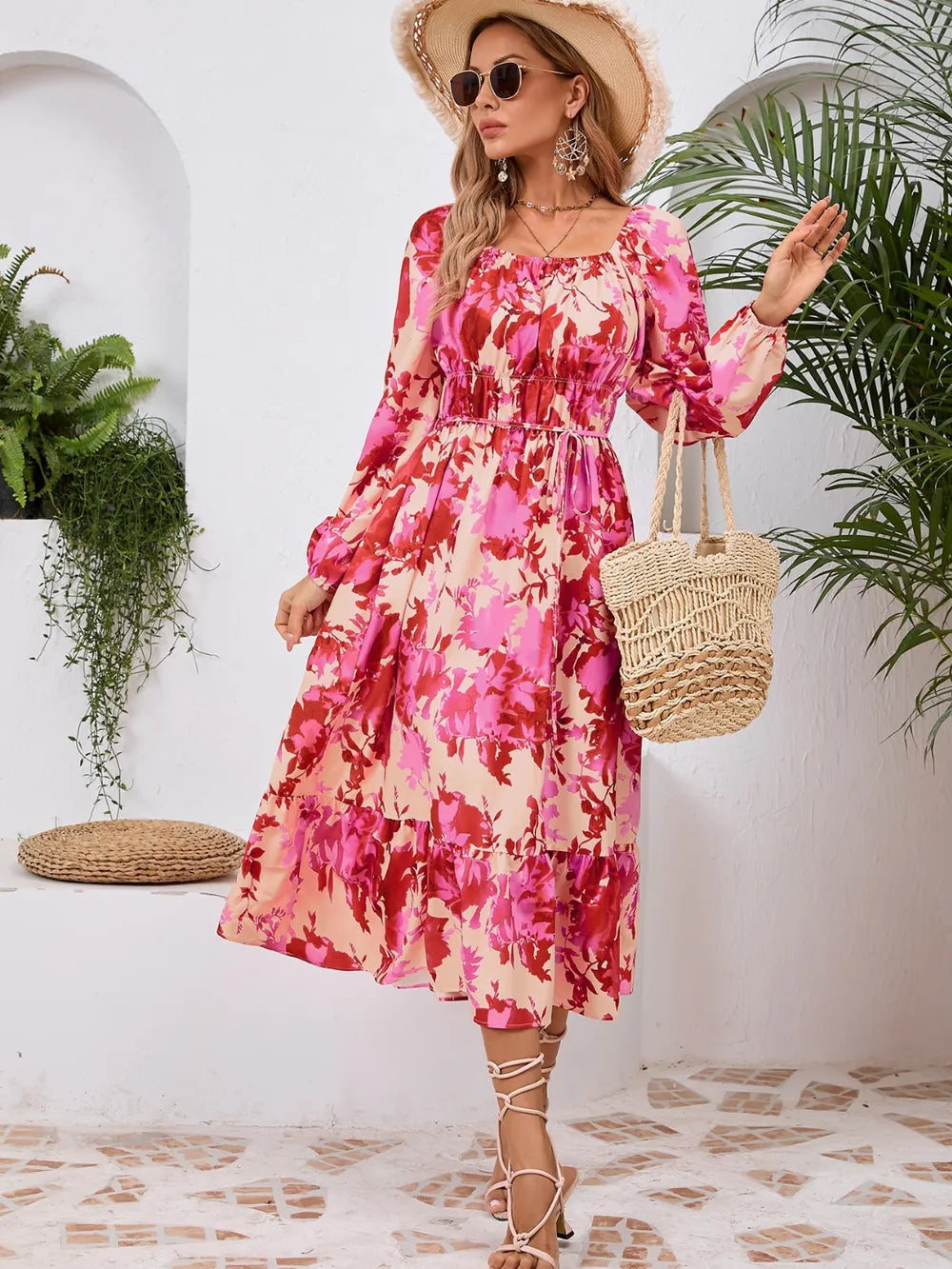 Printed Long-Sleeve Midi Dress - product view 17