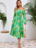Printed Long-Sleeve Midi Dress - product view 24