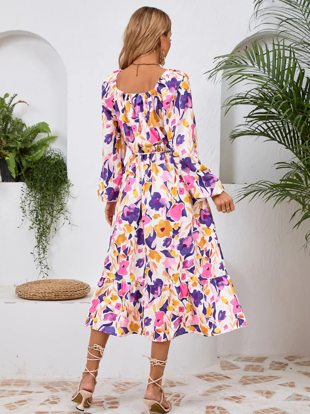 Printed Long-Sleeve Midi Dress - product view 30