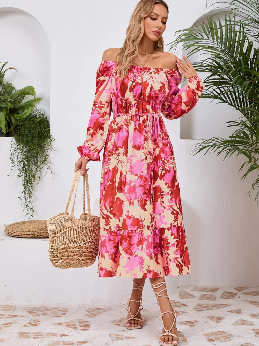 Printed Long-Sleeve Midi Dress - product view 19