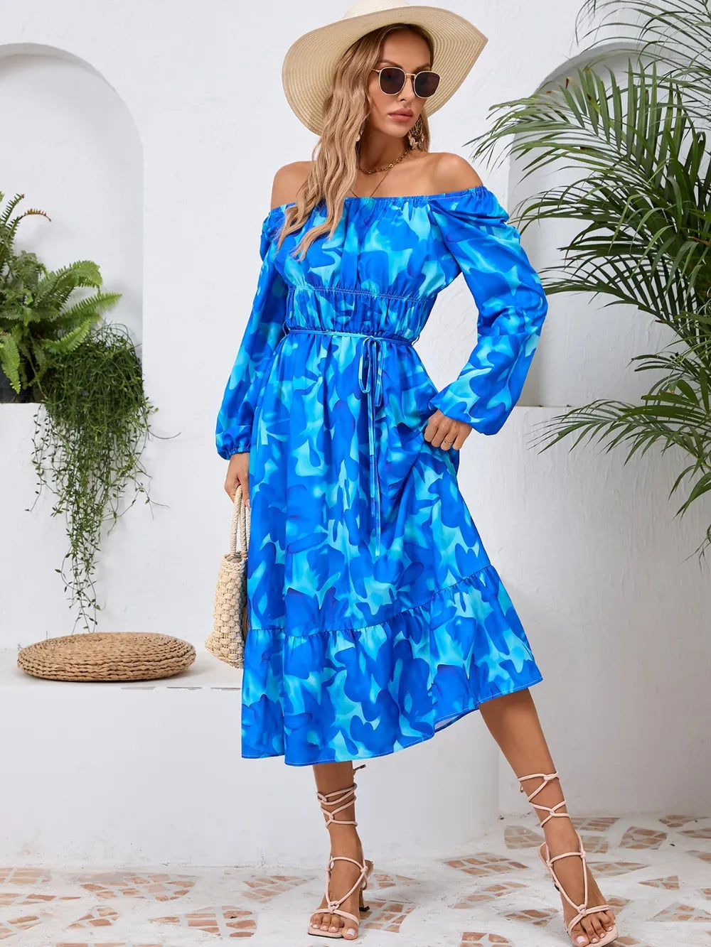 Printed Long-Sleeve Midi Dress - product view 14