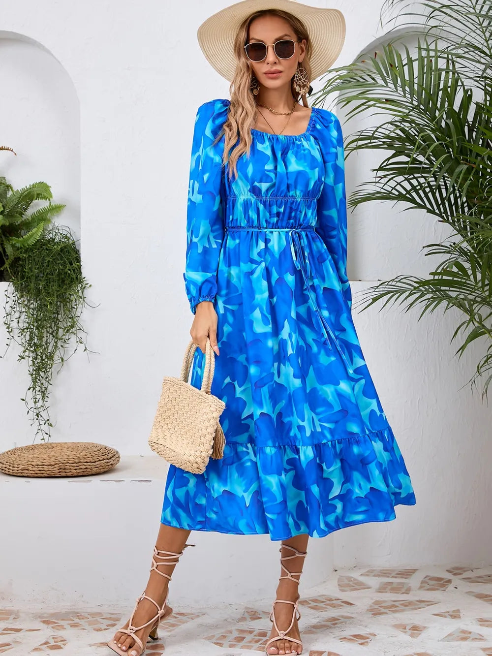 Printed Long-Sleeve Midi Dress - product view 11