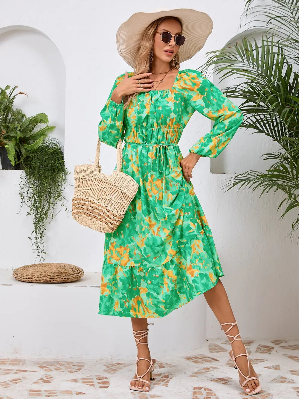 Printed Long-Sleeve Midi Dress - product view 21