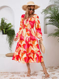 Printed Long-Sleeve Midi Dress - product view 6