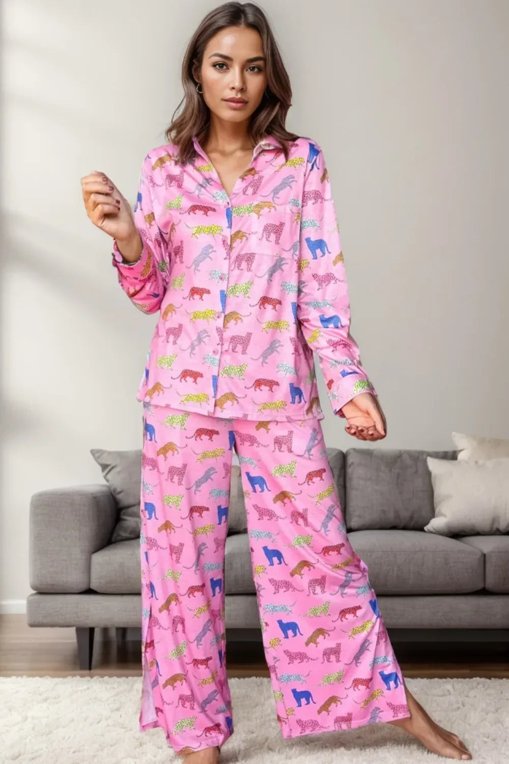 Printed Lounge Set with Pockets for Women