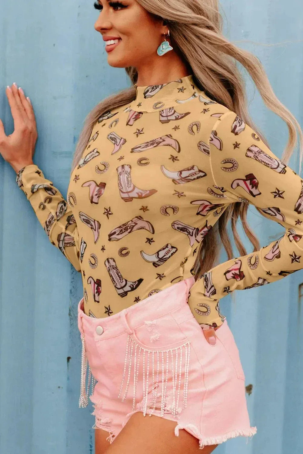 Printed Mock Neck Bodysuit