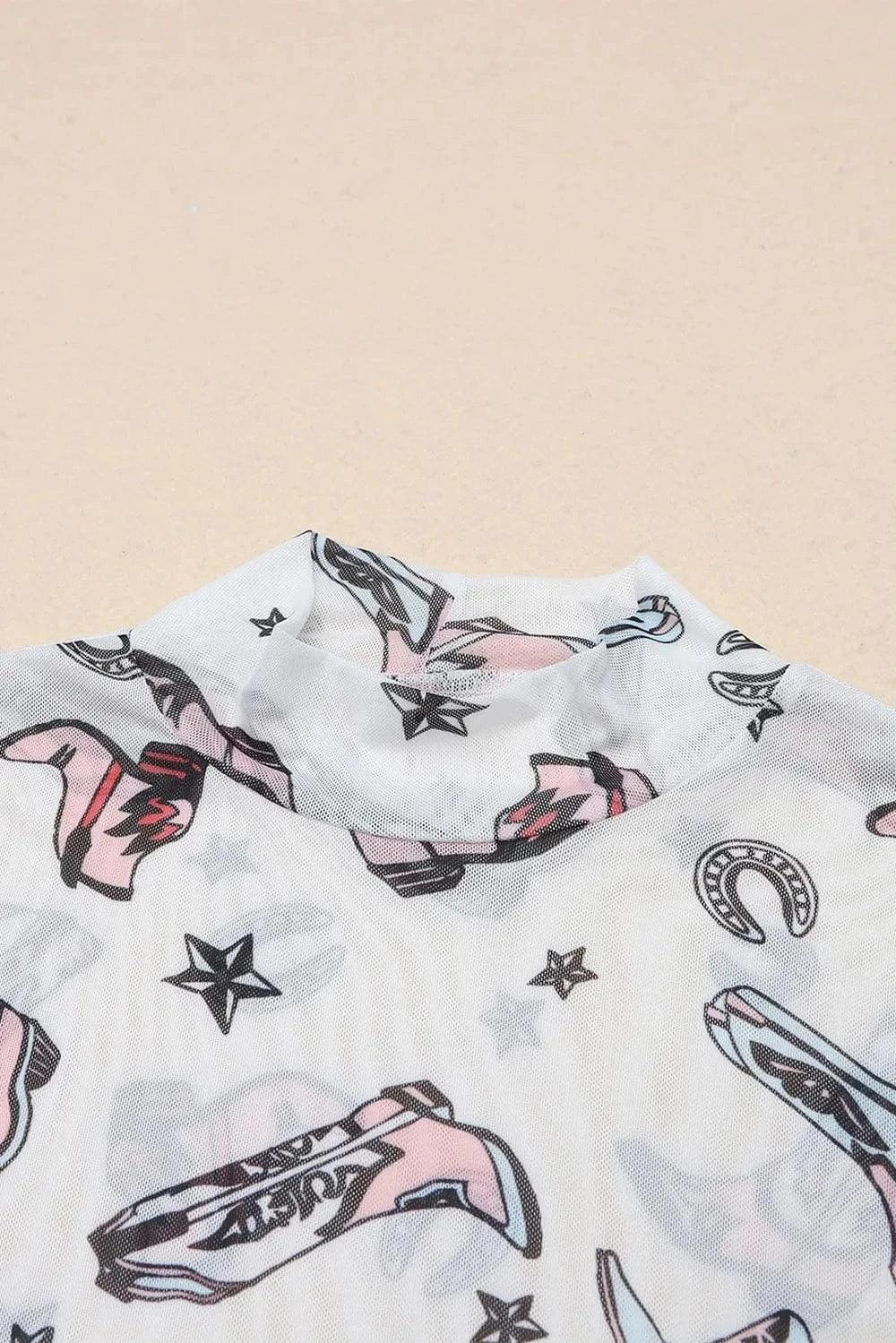 Printed Mock Neck Bodysuit