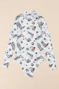 Printed Mock Neck Bodysuit