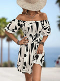 Off-Shoulder Smocked Waist Dress