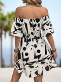 Off-Shoulder Smocked Waist Dress