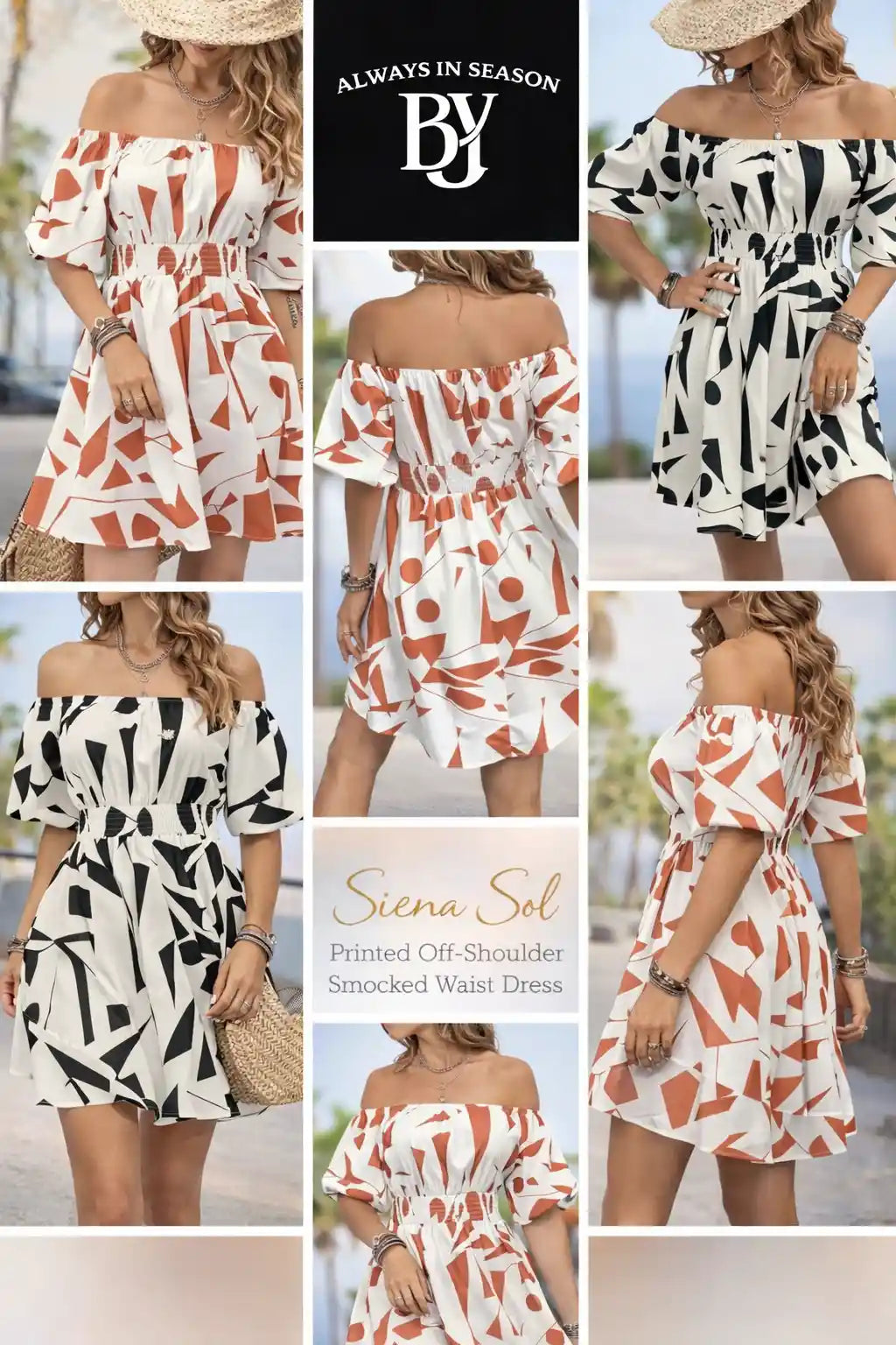Off-Shoulder Smocked Waist Dress