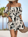 Off-Shoulder Smocked Waist Dress Black / S