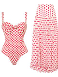 Printed One-Piece Swimsuit with Skirt