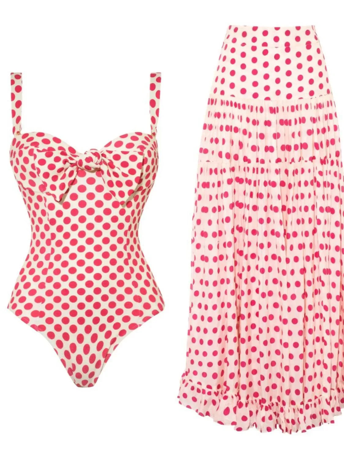 Printed One-Piece Swimsuit with Skirt