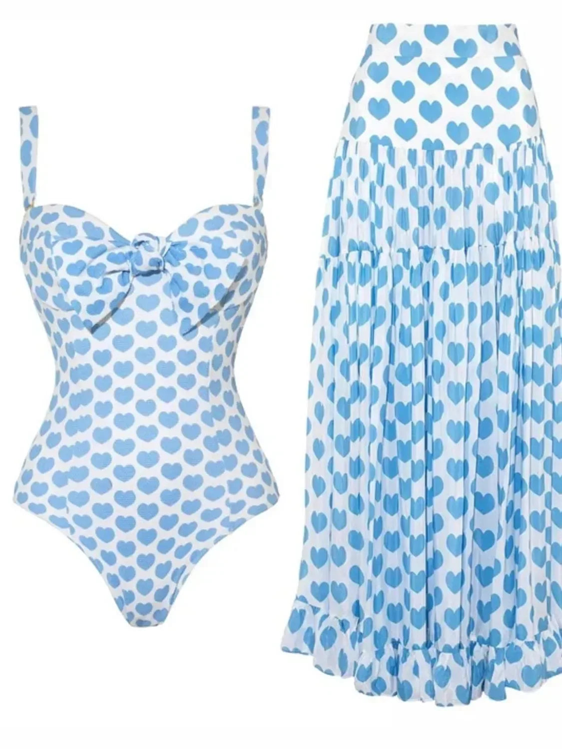 Printed One-Piece Swimsuit with Skirt