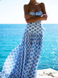 Printed One-Piece Swimsuit with Skirt