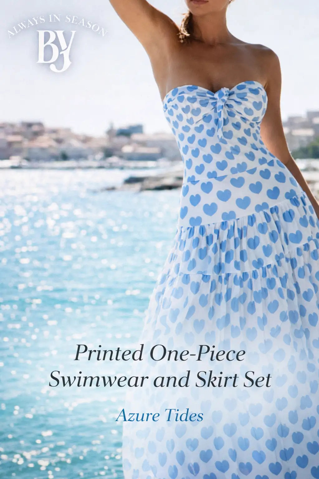 Printed One-Piece Swimsuit with Skirt