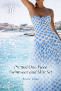 Printed One-Piece Swimsuit with Skirt