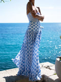 Printed One-Piece Swimsuit with Skirt