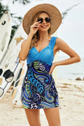 Printed Ruched Swim Dress Set