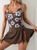 Printed Scoop Neck Wide Strap One-Piece Swimwear