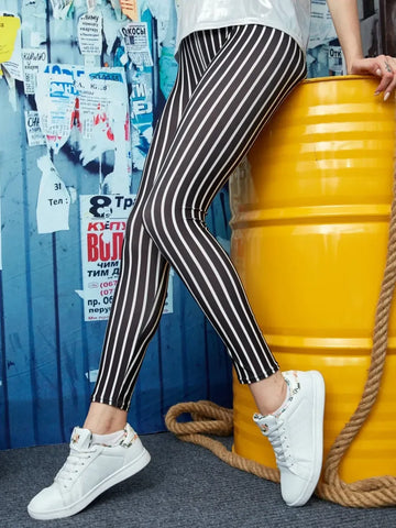 Printed Skinny Leggings Stripe / S