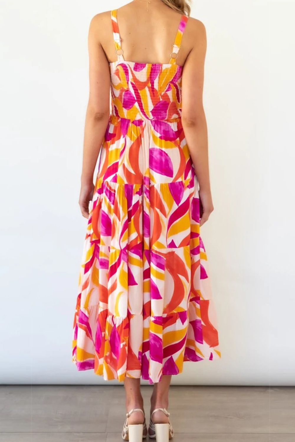 Printed Smocked Square-Neck Tiered Dress - product view 2