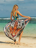 Printed Spaghetti Strap Cover Up Caramel / One Size