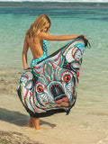 Printed Spaghetti Strap Cover Up Light Blue / One Size