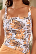Printed Square Neck One Piece Swimwear