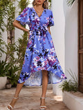 Perfee Printed Surplice High-Low Midi Dress - product view 5