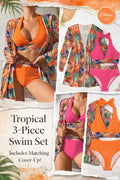 Printed Three-Piece Halter Bikini Set