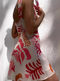 Printed Tie Shoulder Mini Dress