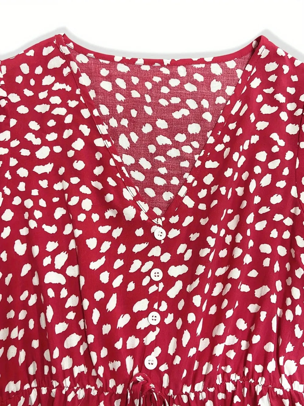 Printed V-Neck Short-Sleeve Mini Dress - product view 4