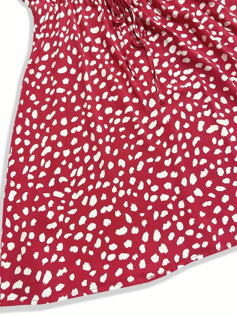 Printed V-Neck Short-Sleeve Mini Dress - product view 3