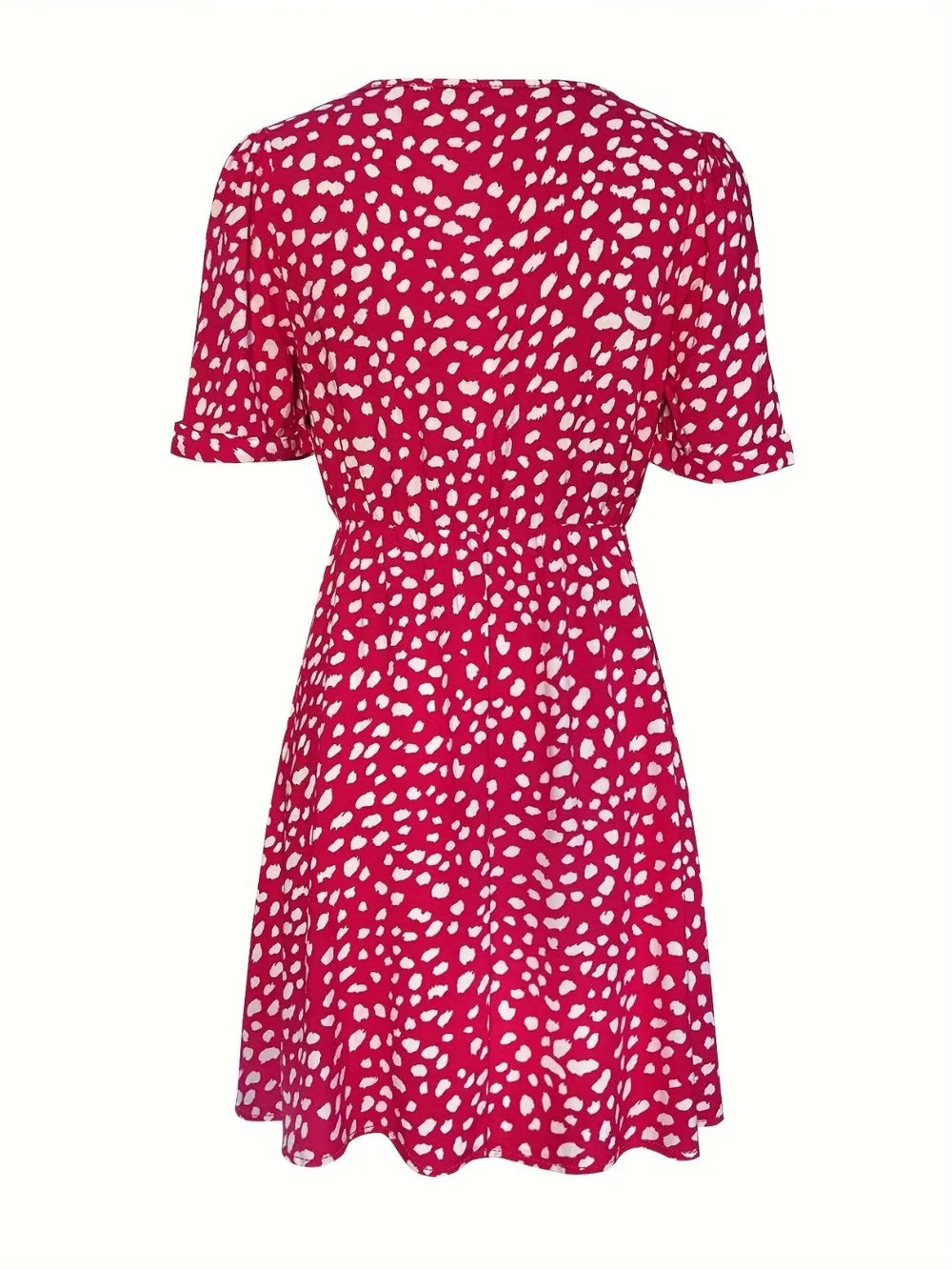 Printed V-Neck Short-Sleeve Mini Dress - product view 2