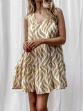 Printed V-Neck Sleeveless Mini Dress Chartreuse / S
