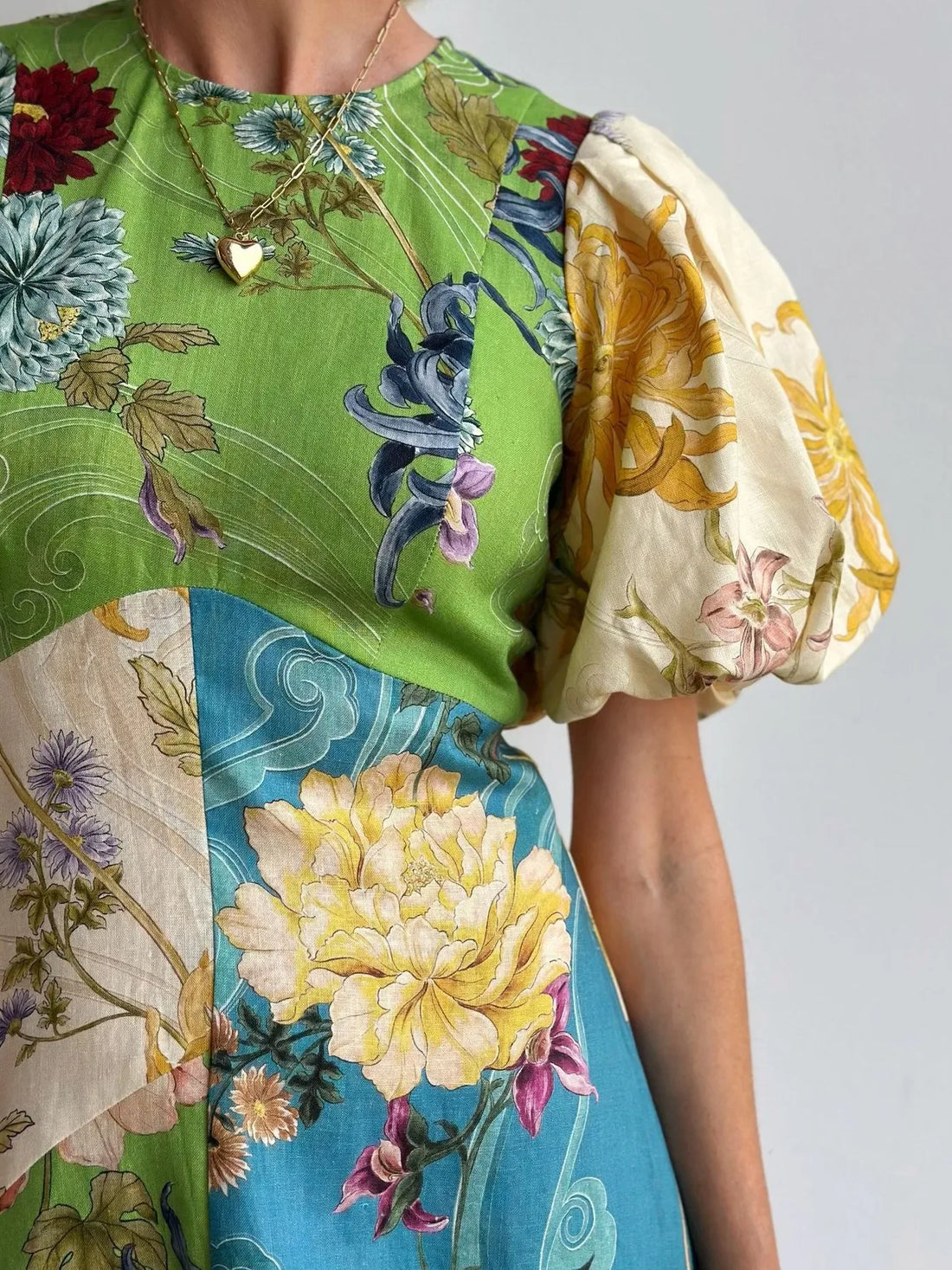 Puff Sleeve Dress Lime / S