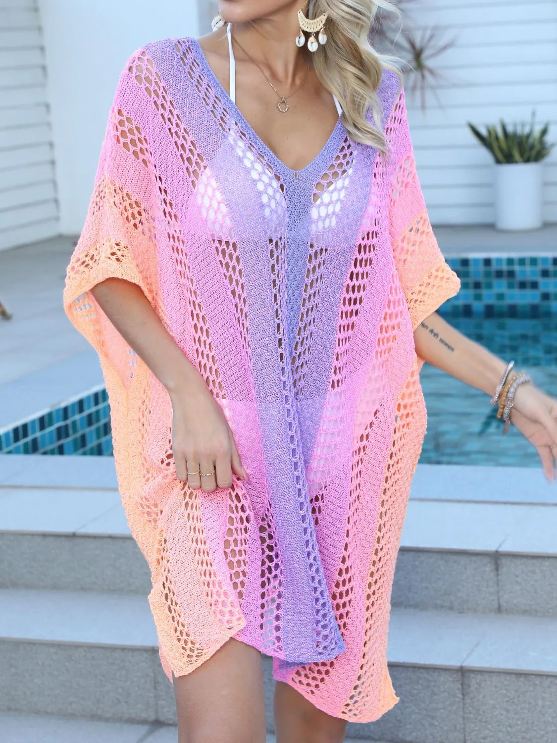 Rainbow Crochet Beach Cover Up