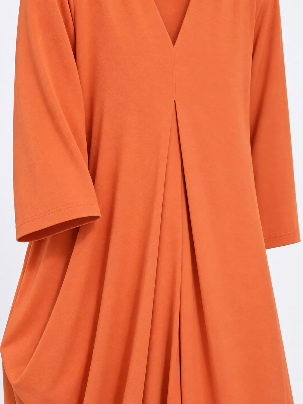 Relaxed V-Neck Long-Sleeve Midi Dress