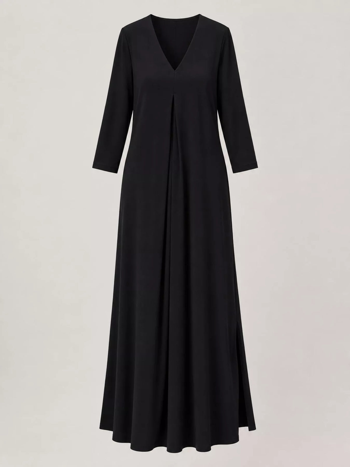 Relaxed V-Neck Long-Sleeve Midi Dress