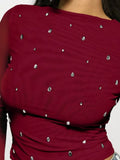 Rhinestone Long Sleeve T‑Shirt