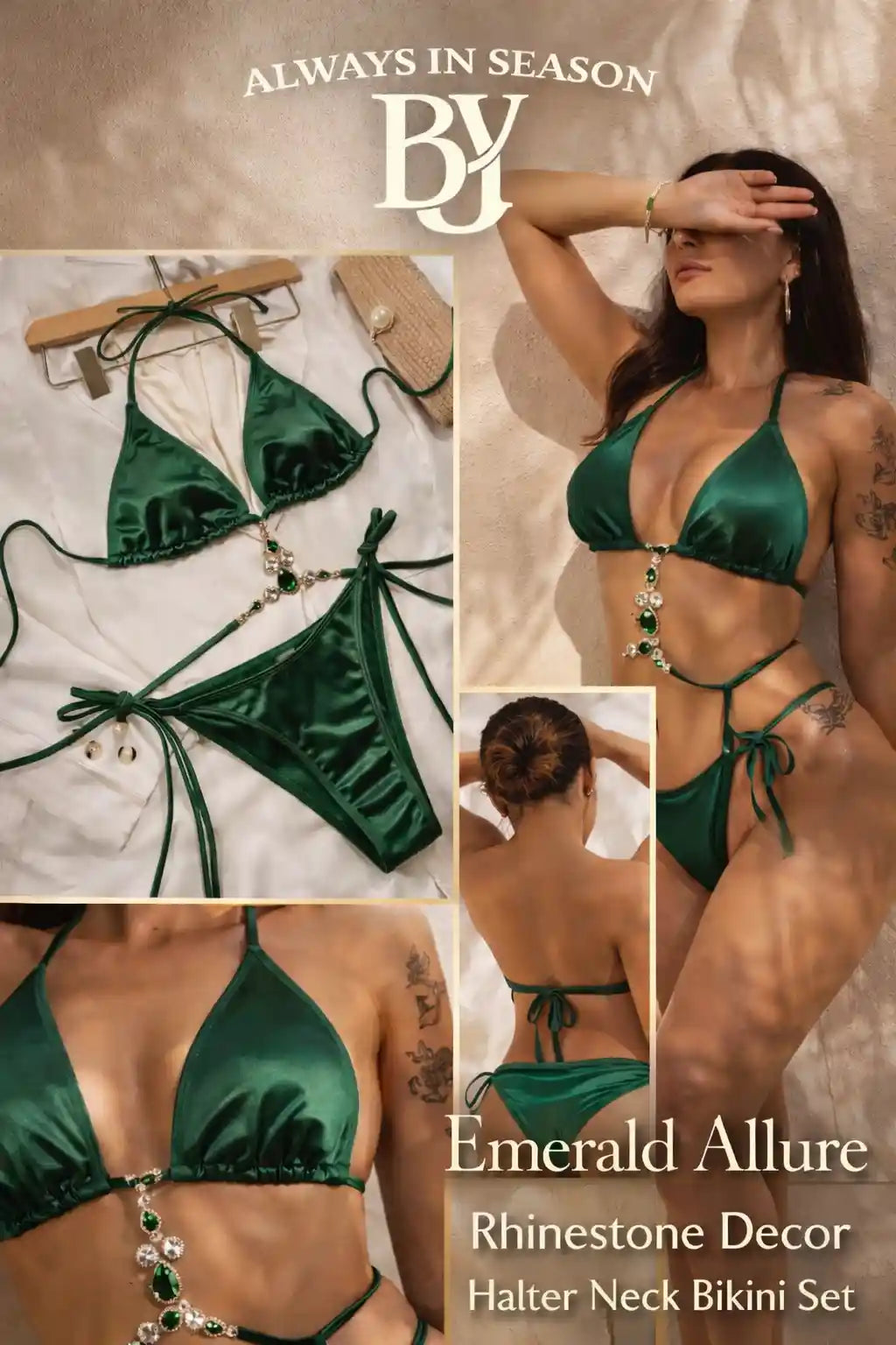 Rhinestone Halter Bikini Set