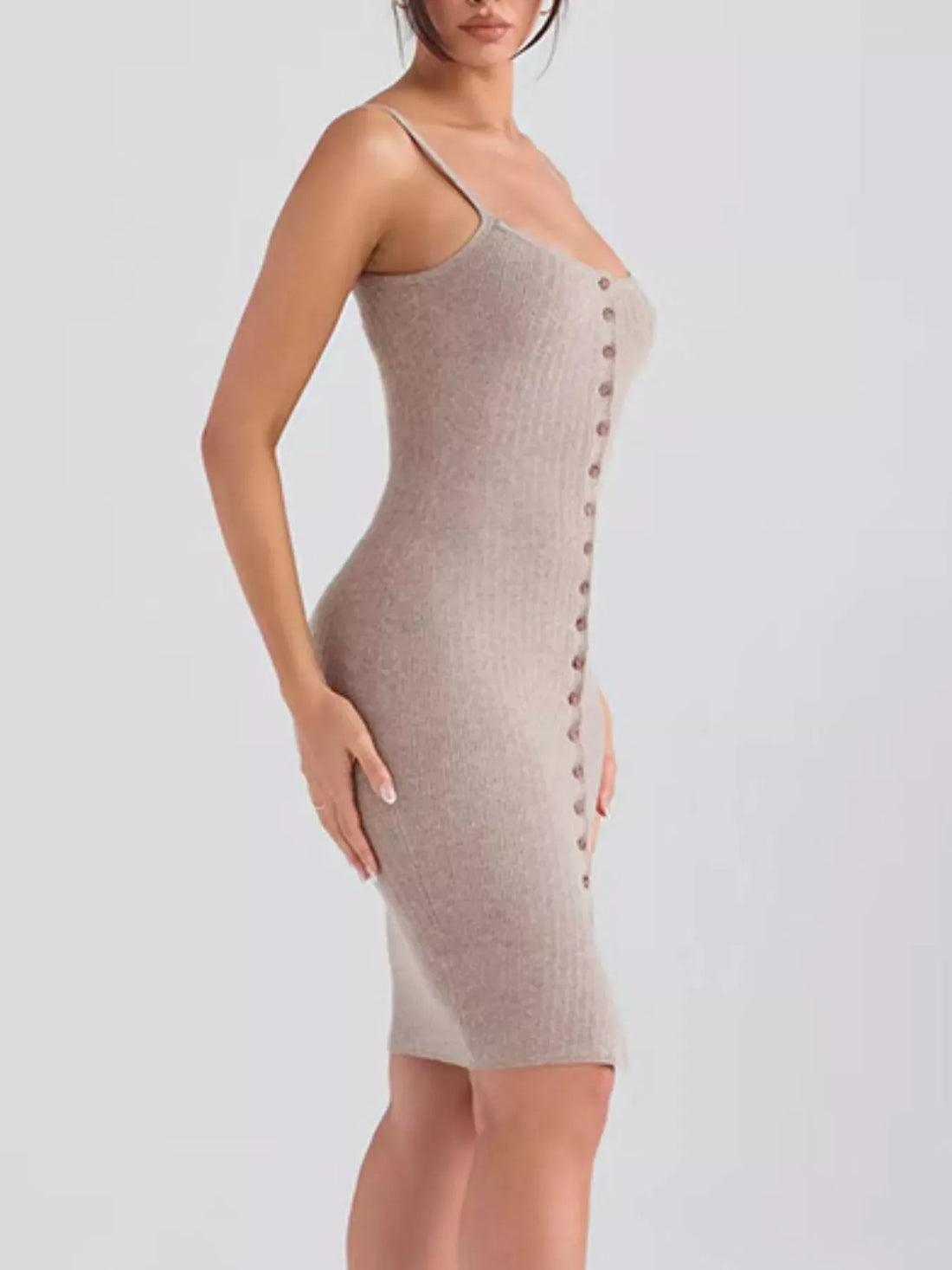 Ribbed Bodycon Sweater Dress for Women Mocha / S