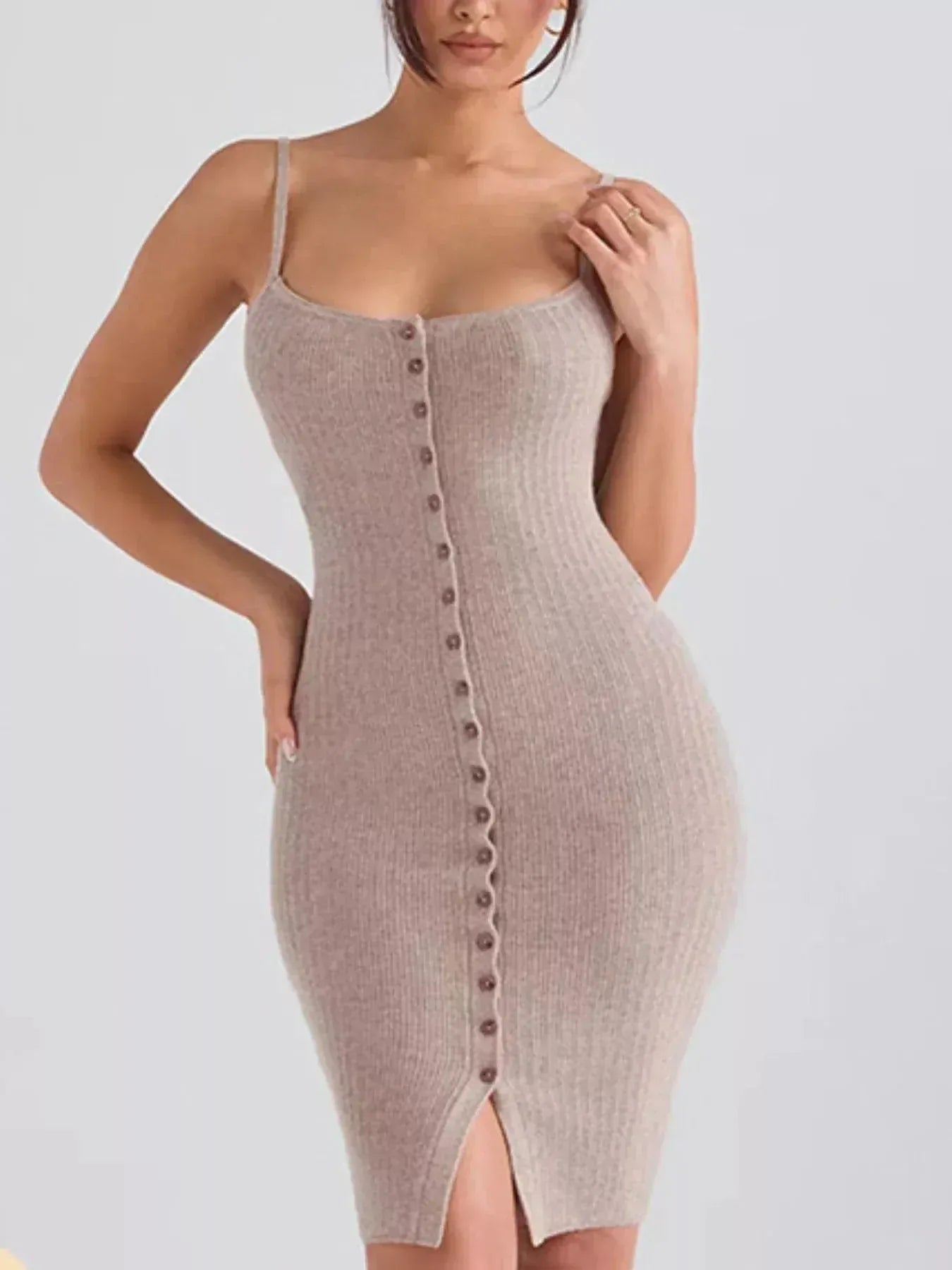 Ribbed Bodycon Sweater Dress for Women Mocha / S