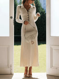 Ribbed Knit Button Detail Sweater Dress