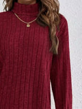 Ribbed Knit Turtleneck Mini Dress